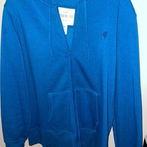 Ditch Plains Blue Aqua Full Zip Jacket with Hood Size Medium w/ Pockets